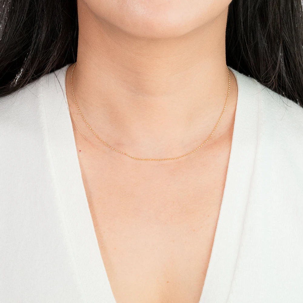 10K Italian Yellow Gold 1.15mm Diamond Cut Rolo Chain in 16"