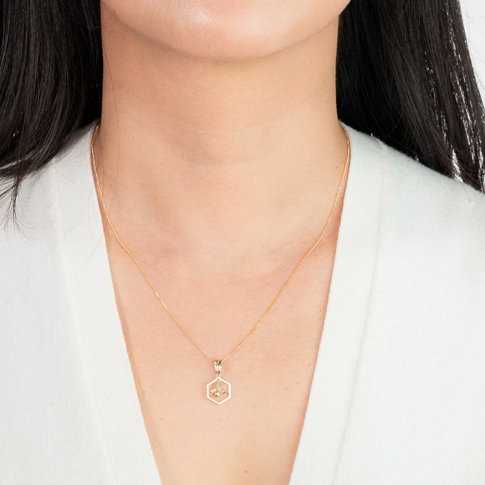 Dangle Honey Bee Pendant in 10K Yellow Gold