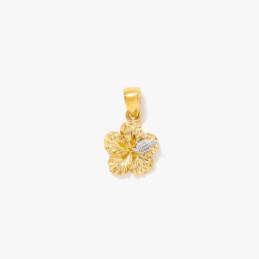 Hibiscus Pendant in 10K Yellow Gold