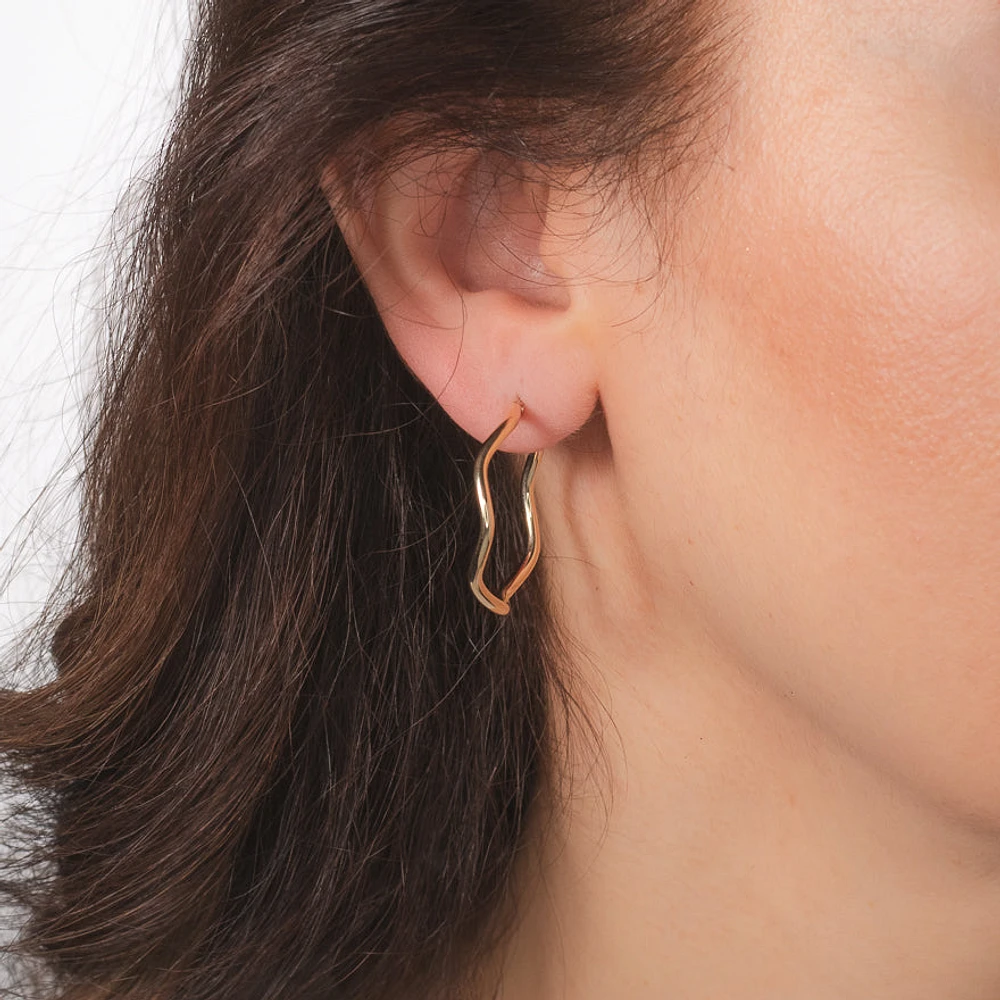 Wavy Hoop Earrings in 10K Yellow Gold