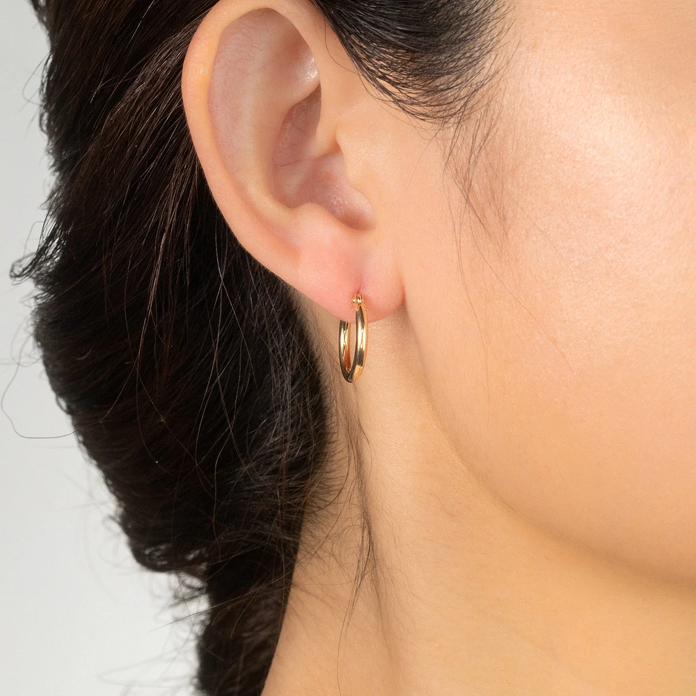 2x10mm Polished Tube Hoop Earrings in 14K Yellow Gold