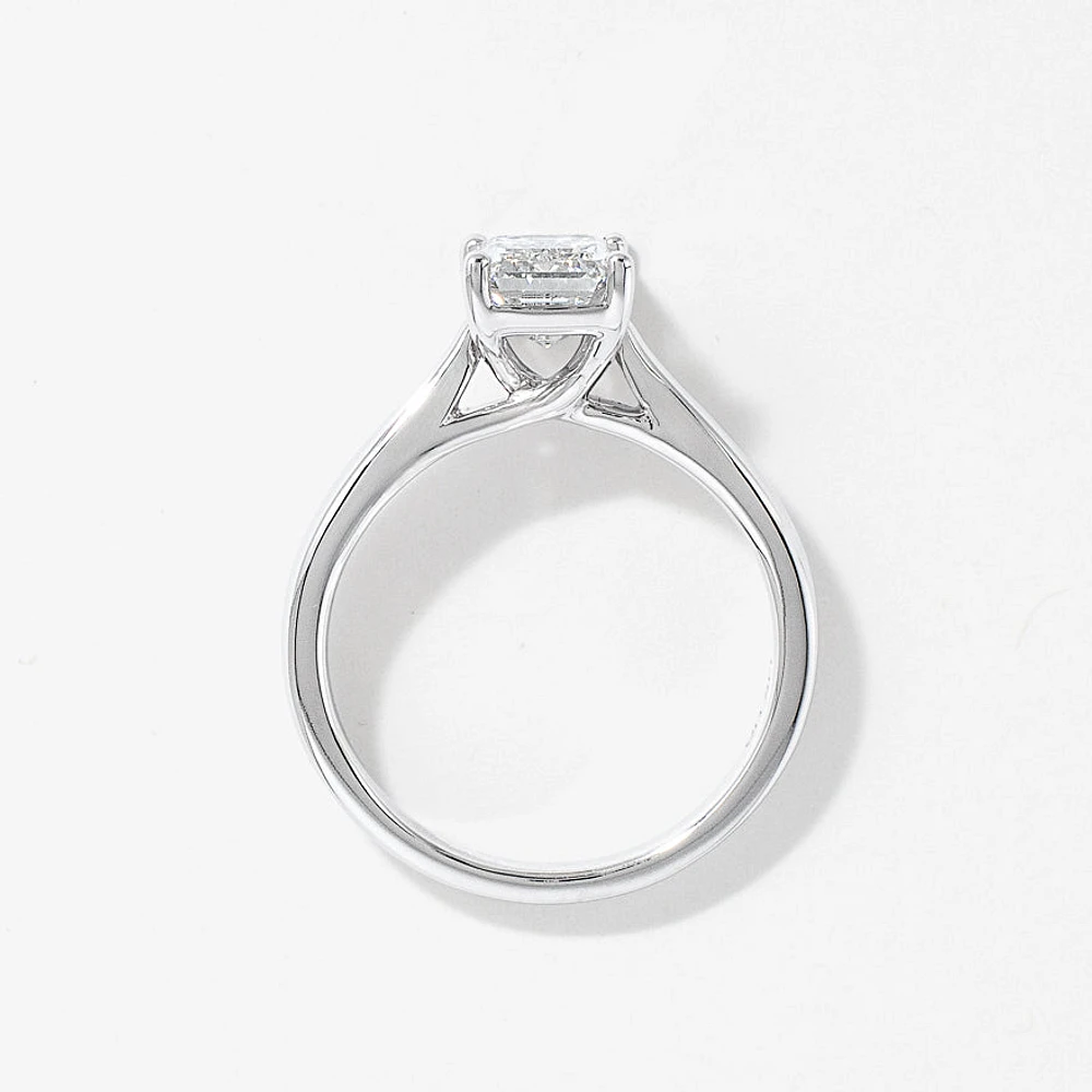 Lab Grown Emerald Cut Diamond Engagement Ring 14K White Gold