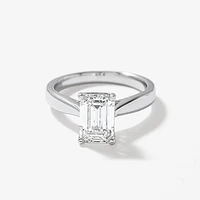 Lab Grown Emerald Cut Diamond Engagement Ring 14K White Gold