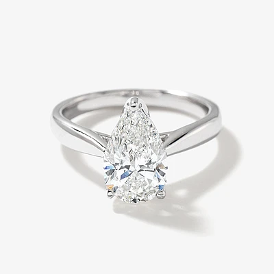 Lab Grown Pear Cut Diamond Engagement Ring 14K White Gold ( ct