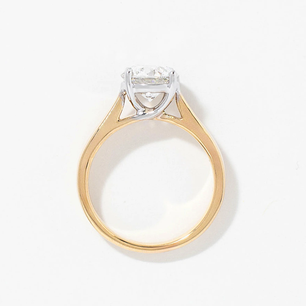 Lab Grown Round Cut Diamond Engagement Ring 14K Yellow Gold (2.00 c