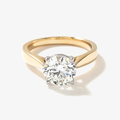 Lab Grown Round Cut Diamond Engagement Ring 14K Yellow Gold (2.00 c
