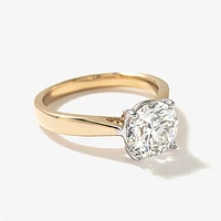 Lab Grown Round Cut Diamond Engagement Ring 14K Yellow Gold (2.00 c