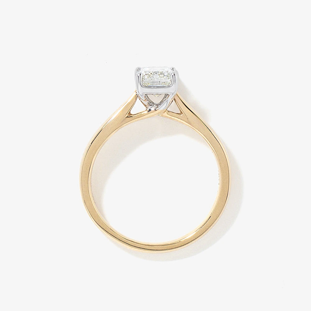 Lab Grown Emerald Cut Diamond Engagement Ring 14K Yellow Gold (1.50