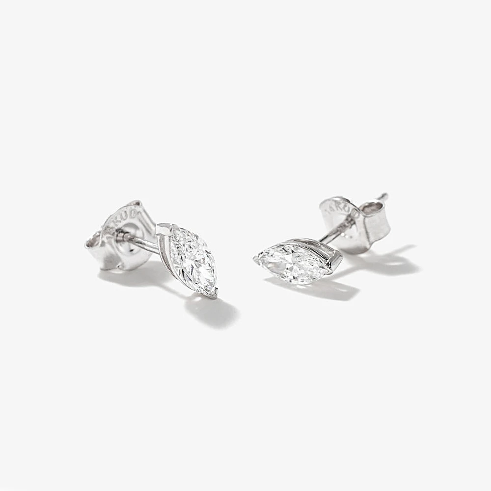 Lab Grown Marquise Diamond Stud Earrings in 14K White Gold (0.50 ct tw