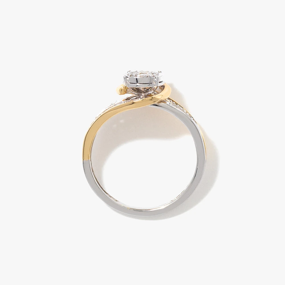 10K Yellow and White Gold Diamond Cluster Ring (0.25 ct tw)