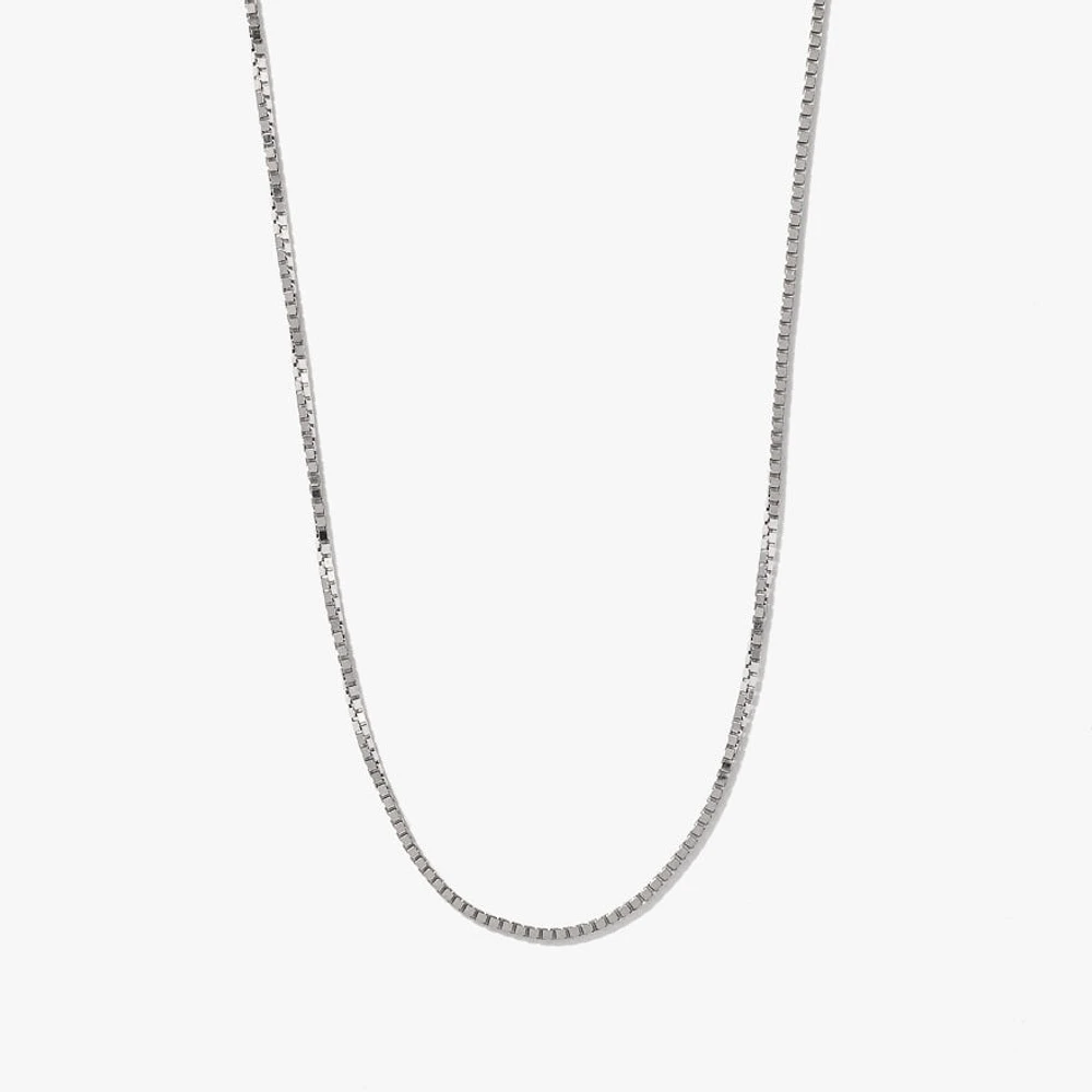 0.80mm Box Chain in 10K White Gold (14")