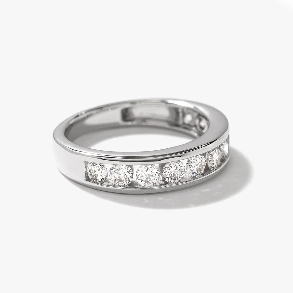 Channel Set Diamond Anniversary Ring 14K White Gold ( ct tw