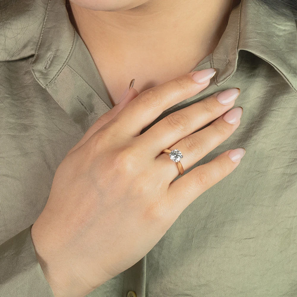 Lab Grown Round Cut Diamond Engagement Ring 14K Yellow Gold (2.00 c