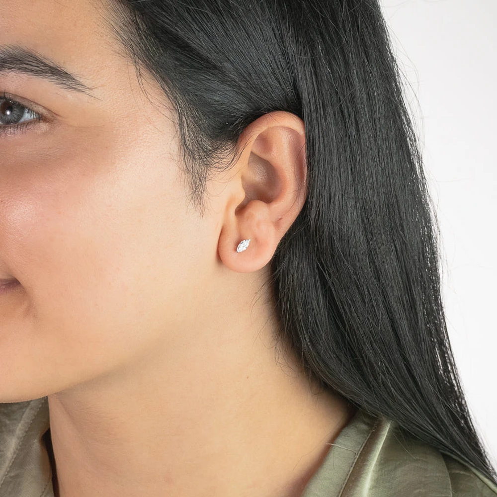 Lab Grown Marquise Diamond Stud Earrings in 14K White Gold (0.50 ct tw