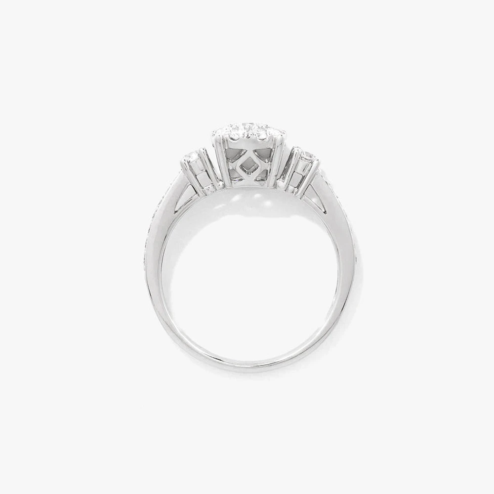 Diamond Cluster Ring 10K White Gold (0.66 ct tw)