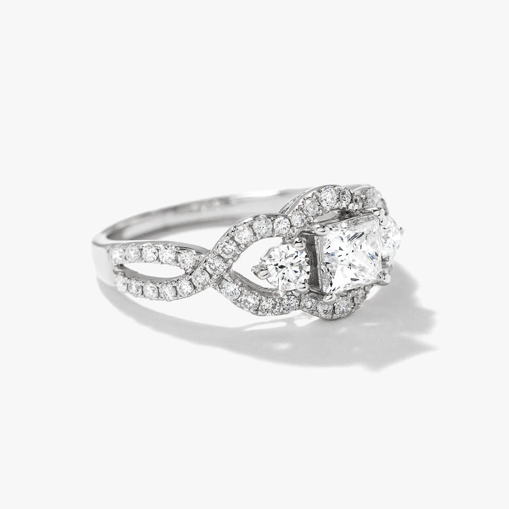 Princess Cut Diamond Engagement Ring 14K White Gold (1.27 ct tw)
