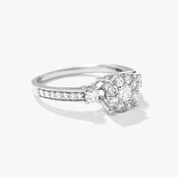 Diamond Cluster Ring 10K White Gold (0.66 ct tw)