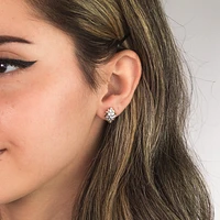 Diamond Cluster Stud Earrings in 10K Yellow and White Gold (0.32 ct tw