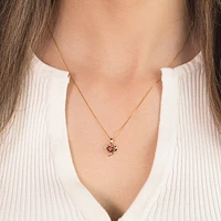Heart Shaped Garnet Necklace in 10K Yellow Gold
