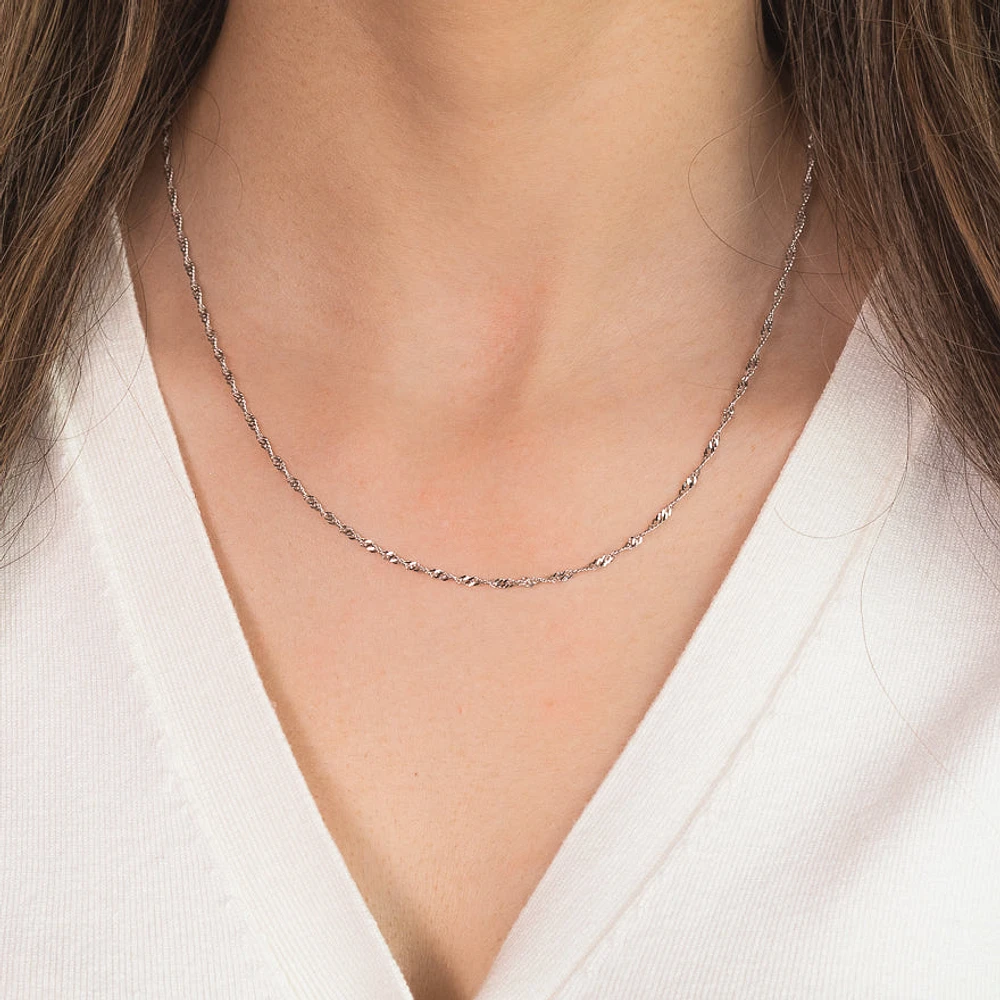10K White Gold 1.7mm Singapore Chain (18")