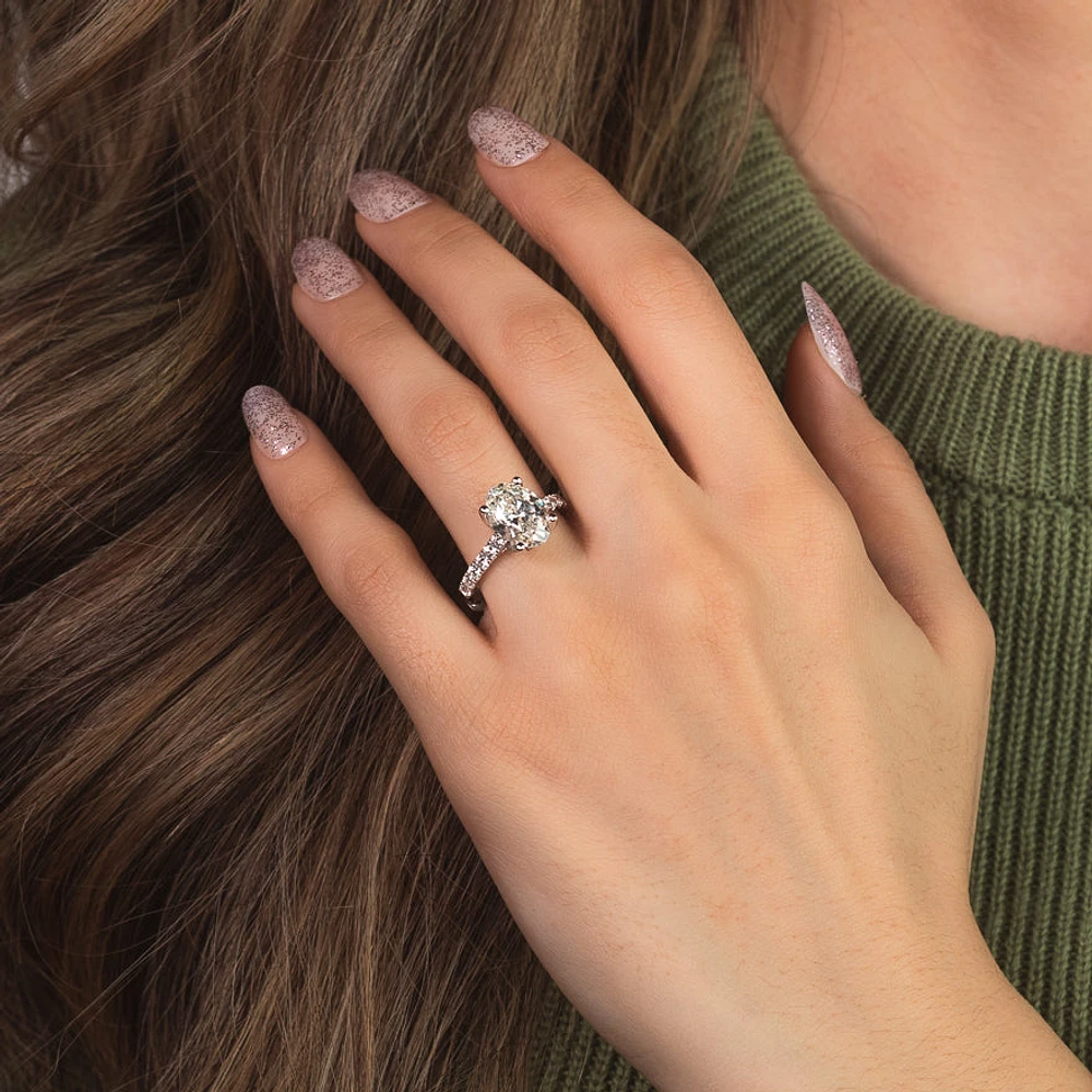 Lab Grown Oval Cut Diamond Engagement Ring 14K White Gold (3.50 ct