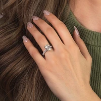 Lab Grown Oval Cut Diamond Engagement Ring 14K White Gold (3.50 ct
