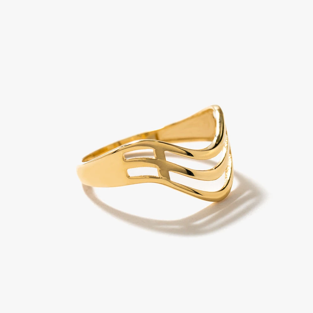 Ladies Triple Wave Ring 10K Yellow Gold