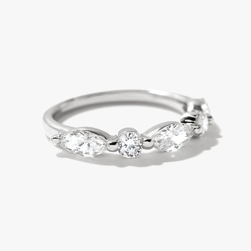 Five Stone Lab Grown Diamond Band 14K White Gold (1.00 ct tw)