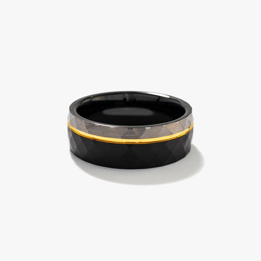 Men's 8mm Faceted Tungsten Ring - Size 10