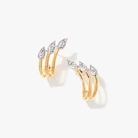 Diamond Cluster Hook Earrings in 10K Yellow and White Gold (0.07 ct tw