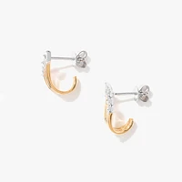 Diamond Cluster Hook Earrings in 10K Yellow and White Gold (0.07 ct tw