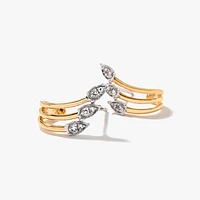 Diamond Cluster Hook Earrings in 10K Yellow and White Gold (0.07 ct tw