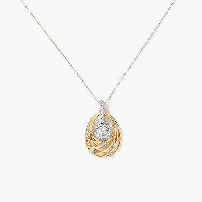Diamond Cluster Multi-Look Necklace in 10K Yellow and White Gold (0.25