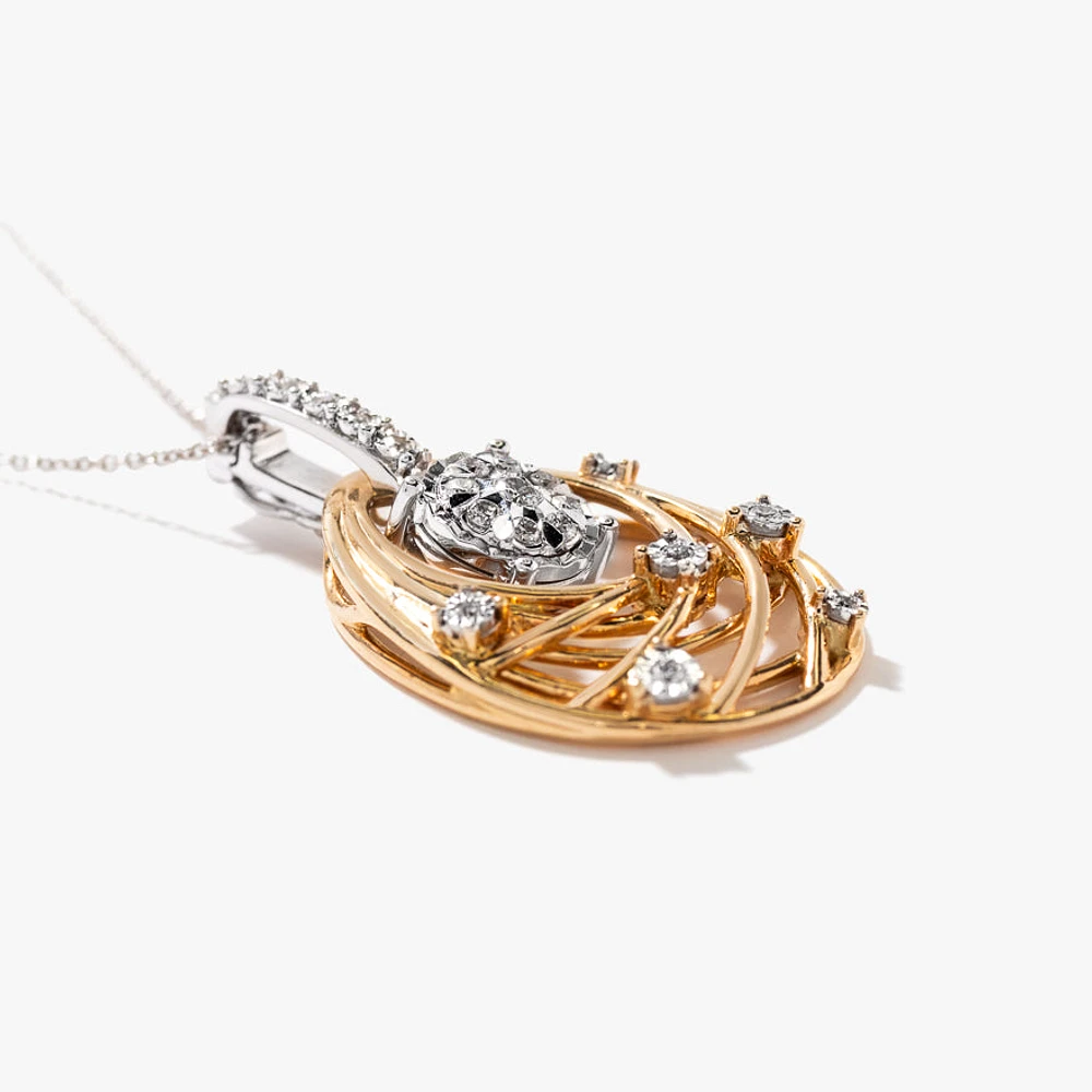 Diamond Cluster Multi-Look Necklace in 10K Yellow and White Gold (0.25