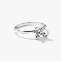 Diamond Cluster Ring with Petal Motif 10K White Gold (0.15 ct tw)