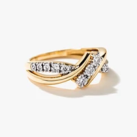 10K Yellow and White Gold Diamond Cluster Ring (0.10 ct tw)