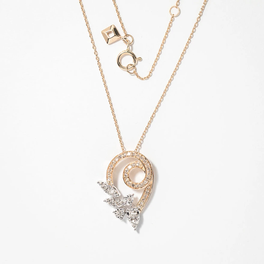 Diamond Cluster Pendant in 10K Yellow and White Gold (0.40 ct tw)