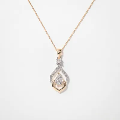 Diamond Cluster Necklace in 10K White and Yellow Gold (0.25 ct tw)