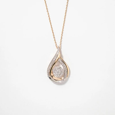 Diamond Cluster Necklace in 10K Yellow and White Gold (0.33 ct tw)