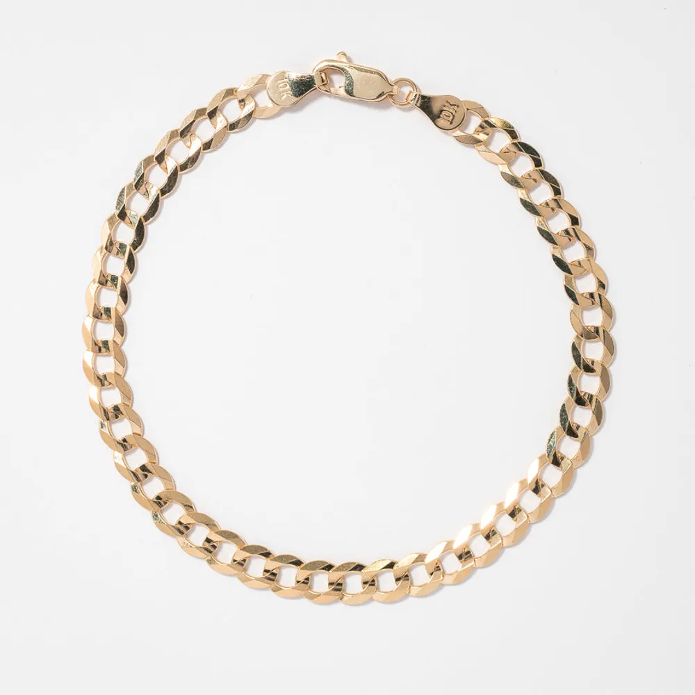 Men's Concave Curb Bracelet in 10K Yellow Gold