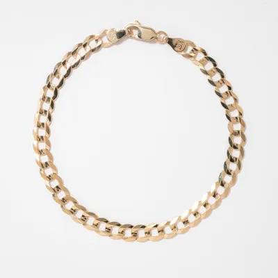 Men's Concave Curb Bracelet in 10K Yellow Gold