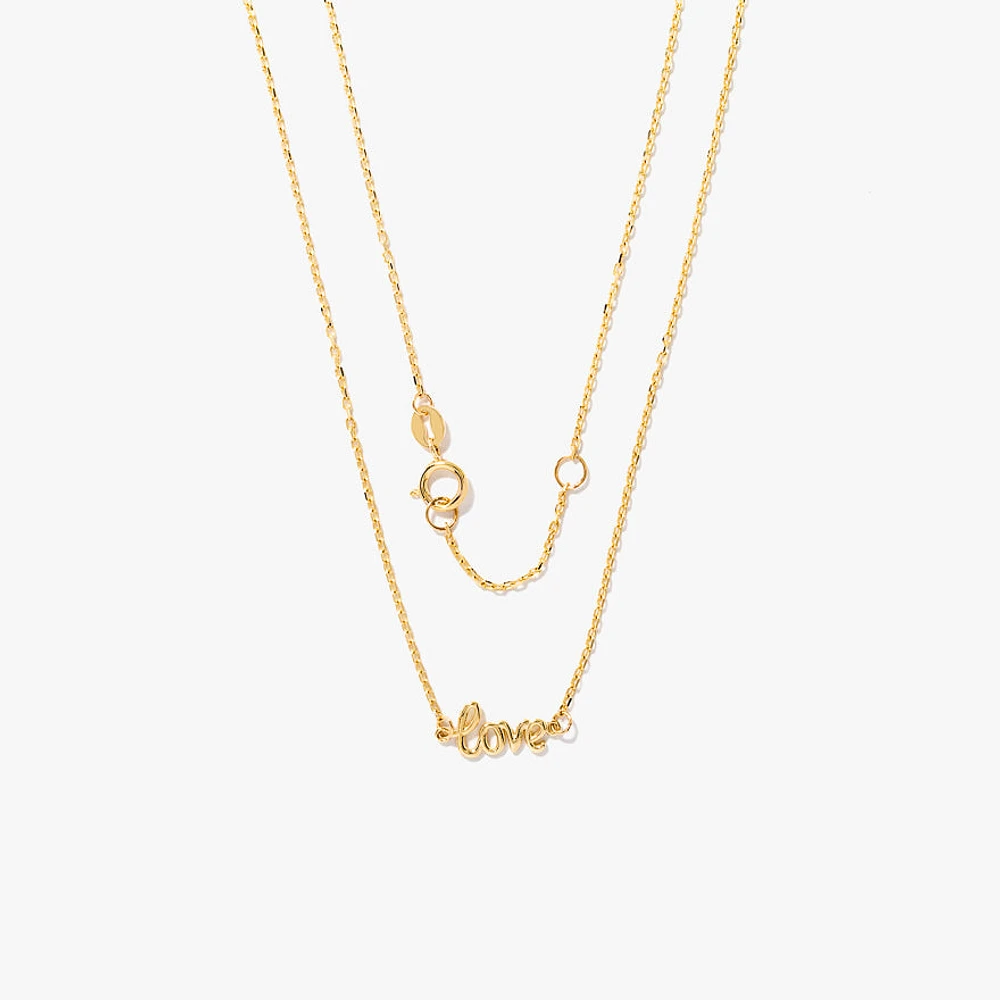 10K Yellow Gold "Love" Script Necklace