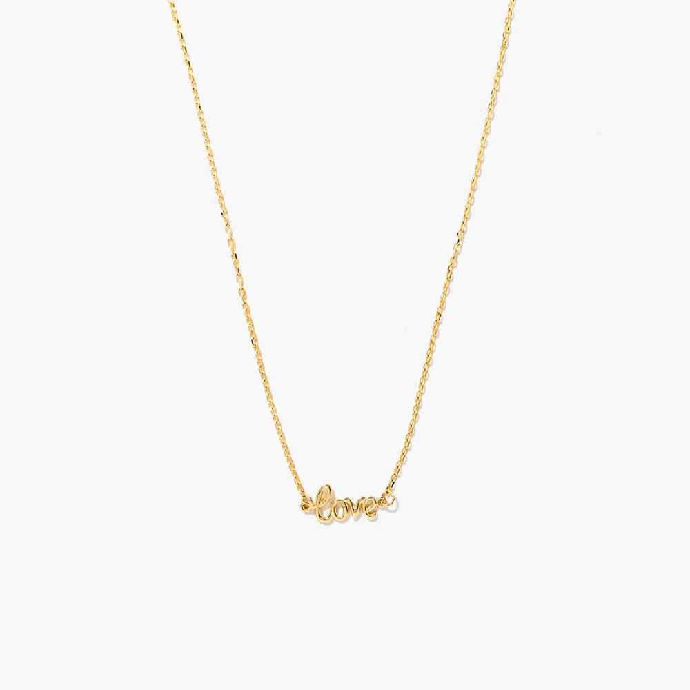 10K Yellow Gold "Love" Script Necklace