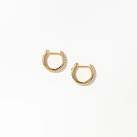 Pyramid Huggie Hoop Earrings in 10K Yellow Gold