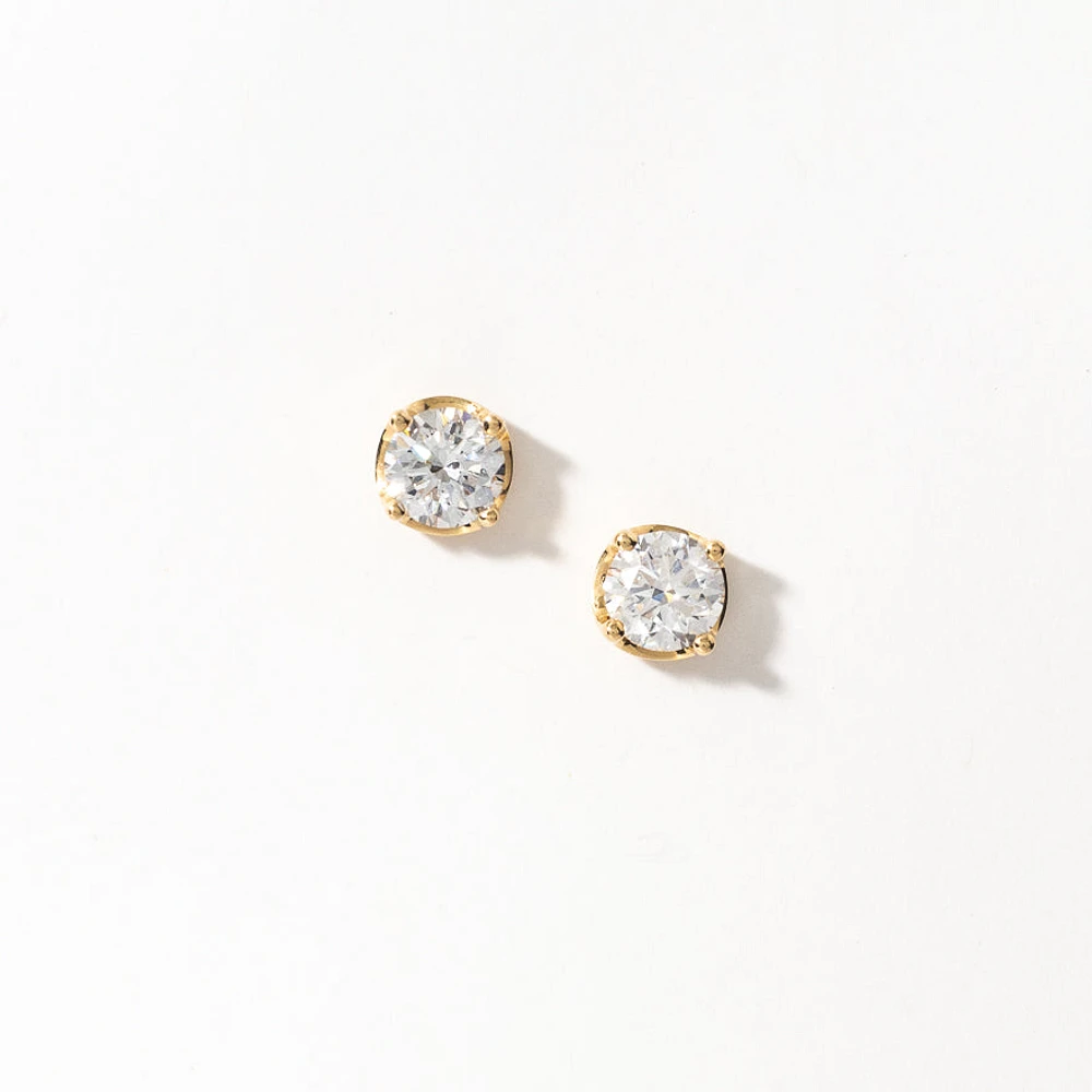 Lab Grown Diamond Stud Earrings in 14K Yellow Gold (2.00 ct tw)
