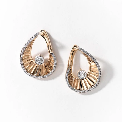Sunray Diamond Earrings in 10K Yellow and White Gold (0.40 ct tw)