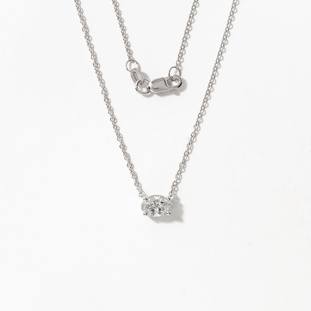 Lab Grown Oval Diamond Necklace in 14K White Gold (0.50 ct tw)