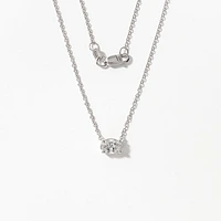 Lab Grown Oval Diamond Necklace in 14K White Gold (0.50 ct tw)