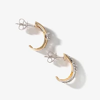 Diamond Cluster Hook Earrings in 10K Yellow and White Gold (0.50 ct tw