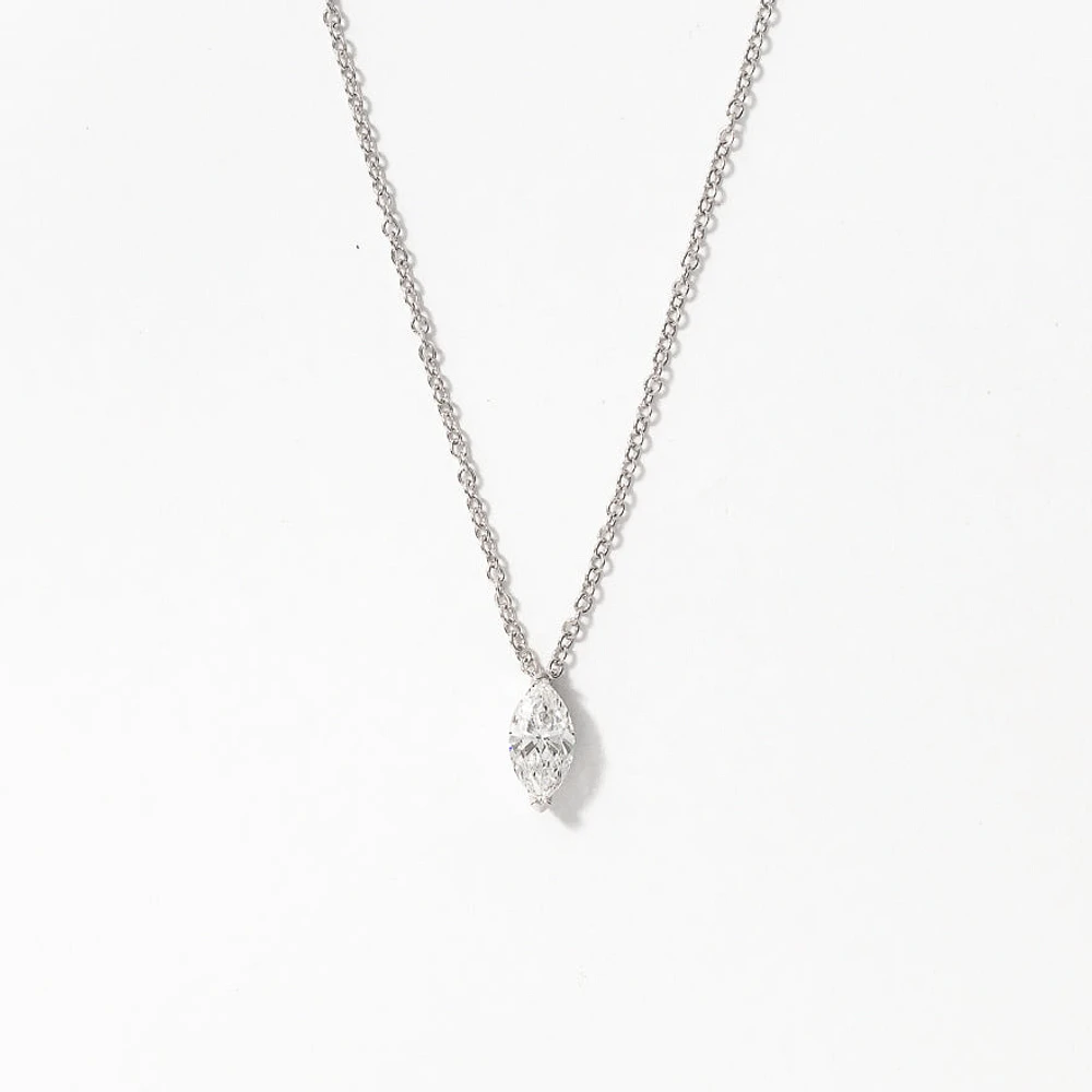 Lab Grown Marquise Diamond Necklace in 14K White Gold (0.50 ct tw)